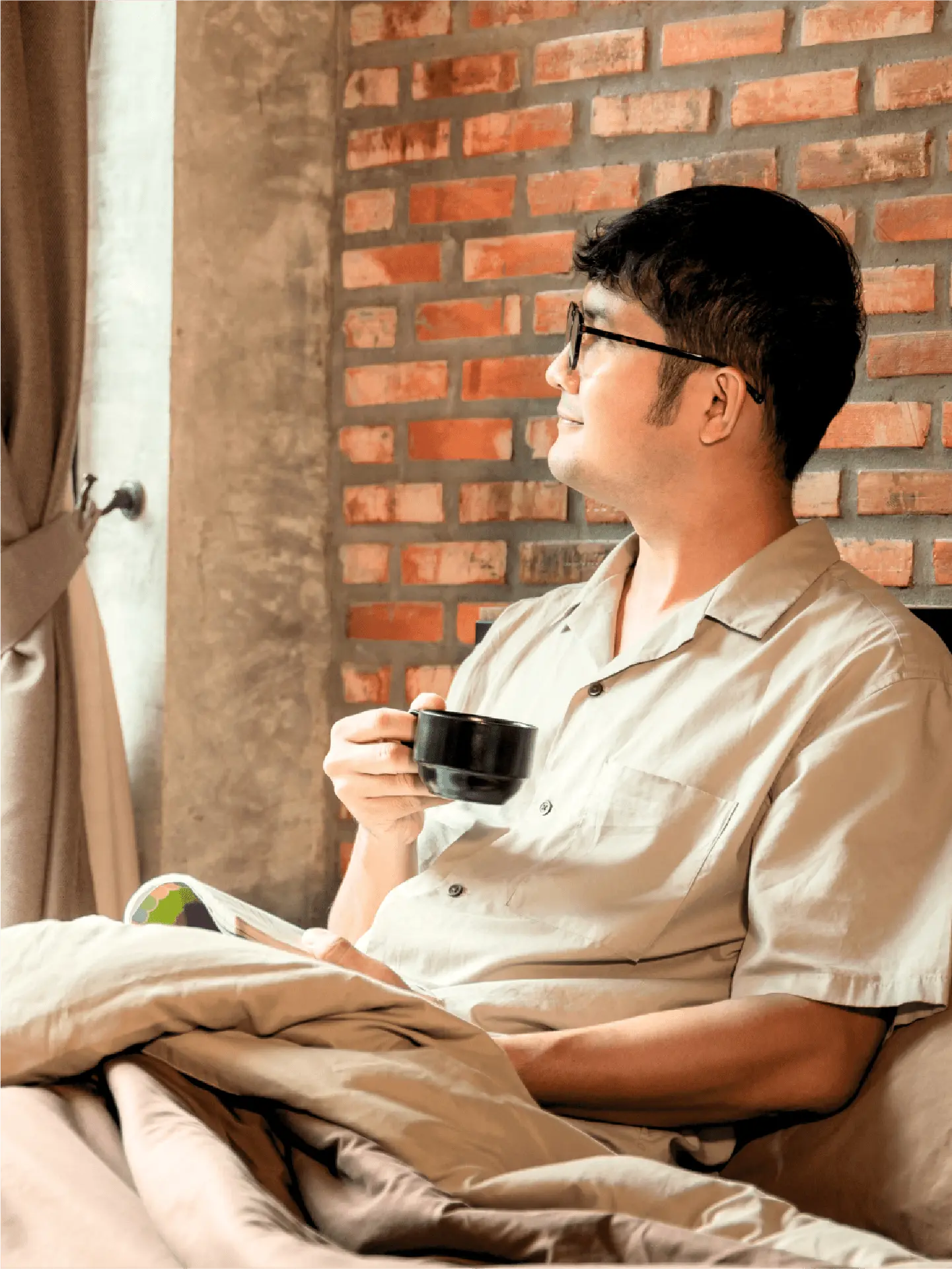 Person sleeping peacefully in a well-kept bedroom