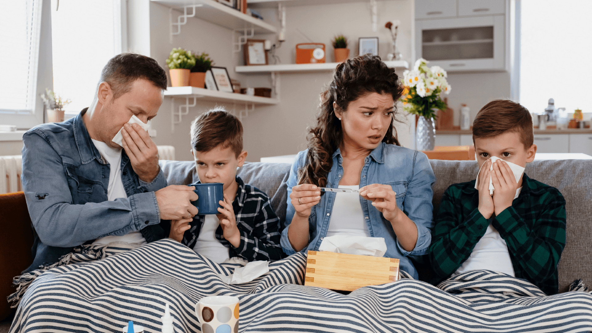 Family at home using indoor air quality monitoring